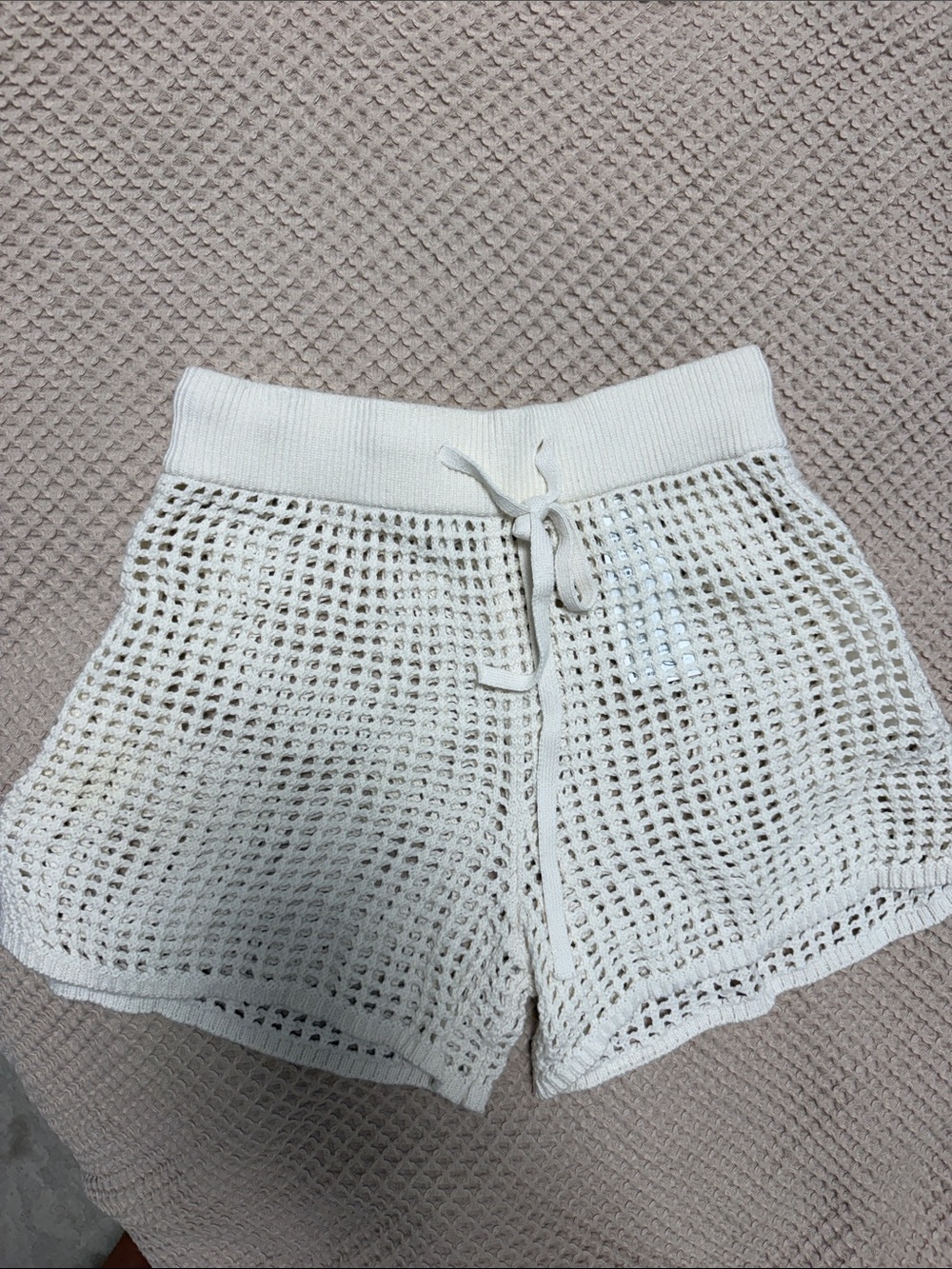 Abercrombie & Fitch Women’s Cream Crochet Knit Beach Shorts
